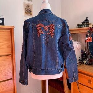 Embroidered Beaded Blue Denim Jacket